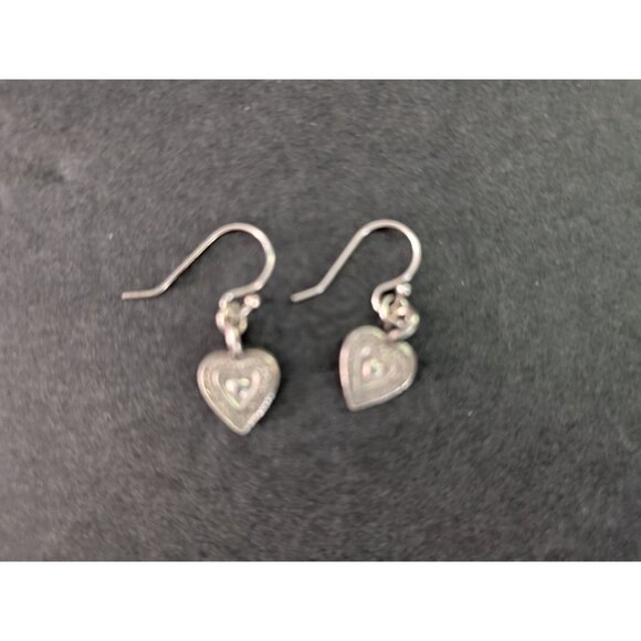 Vintage Silver Heart Dangle Earrings With Intricate Design For Women - Picture 3 of 4